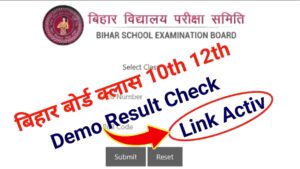 Bihar Board Demo Result Check Link Active : बिहार विद्यालय परीक्षा समिति डेमो रिजल्ट चेक Link Active